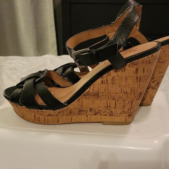 Black Wedge Sandals - Picture 3 of 4
